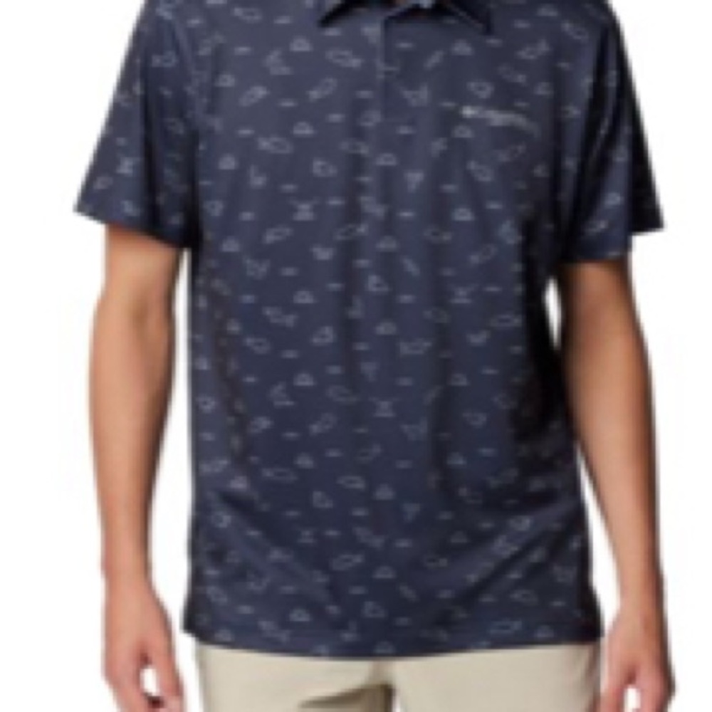 Men's Navy Patterned PoloShirt